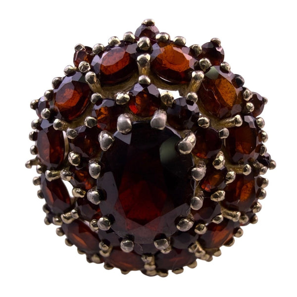 Vintage Womens Red Garnet Sterling Silver 925 Cluster Ring Jewelry Sz 8
