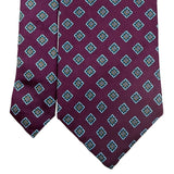 Brooks Brothers Mens Burgundy Silk Geometric Pattern Tie