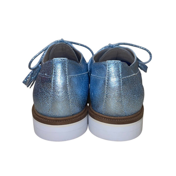 Kenneth Cole Annie Womens Blue Glitter Leather Lace-Up Oxford Shoes Size 8M