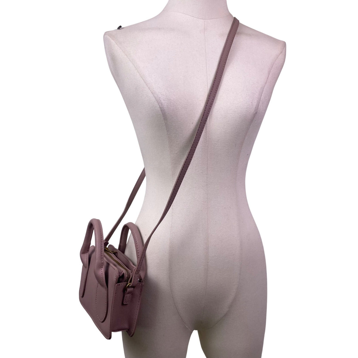 Steve Madden Women’s Pink Faux Leather Handheld Strap Detail Mini Crossbody Bag