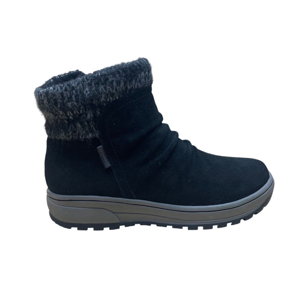 Baretraps Women’s Black Suede Knit Cuff  Waterproof Danna Ankle Boots Size 8.5M