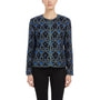 Laurence Kazar Womens Black & Blue Silk Beaded Floral Jacket Elegant Size M