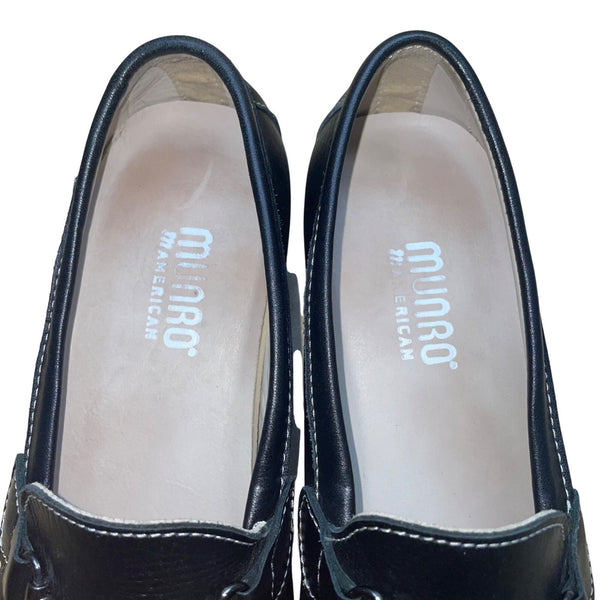 Munro American Women’s Black Leather Horse Bit Accent Loafers Size 6W