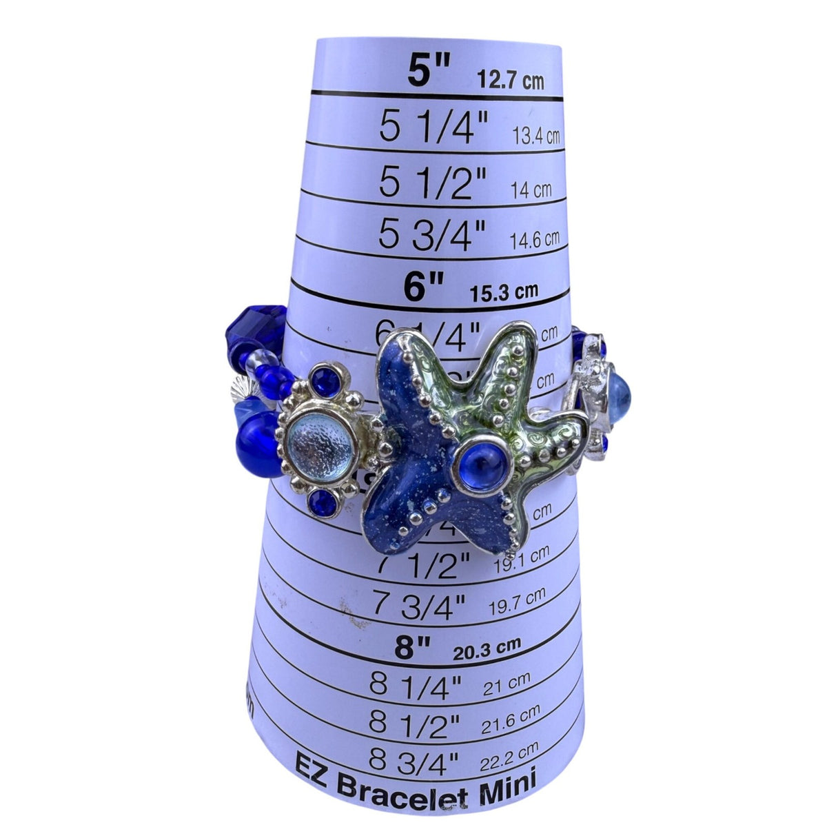 Chicos Womens Blue Green Mixed-Materials Starfish Magnetic Closure Bracelet 