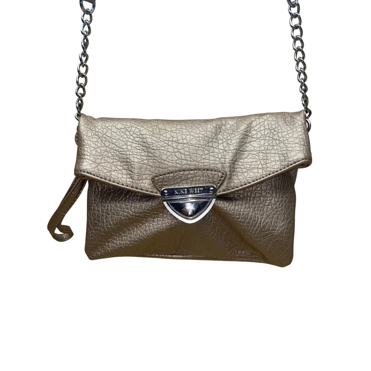 Nine West Women’s Bronze Faux Leather With Crossbody Strap Clutch Bag
