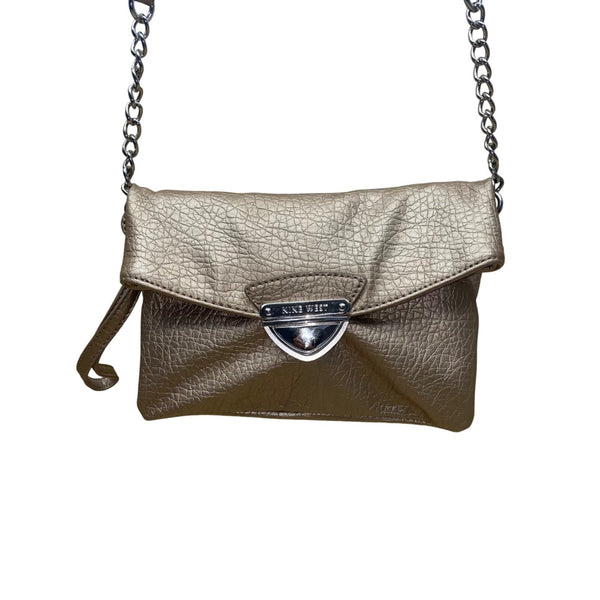 Nine West Women’s Bronze Faux Leather With Crossbody Strap Clutch Bag