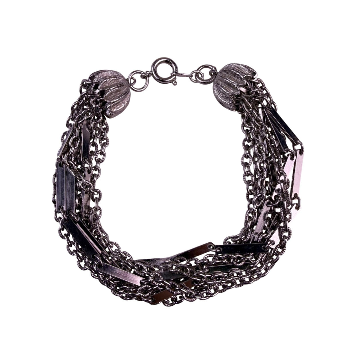 Vintage Unknown Womens Silver Tone Metal Multi Chain Necklace & Bracelet Set