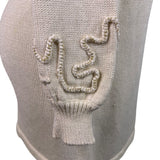 Vintage Madeleine Womens Ivory Embellished Cardigan Long Sleeve Open Front Sz L