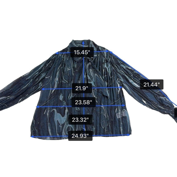 Banana Republic Womens Dark Blue Polyester Bow-Tie Long-Sleeve Blouse Size M