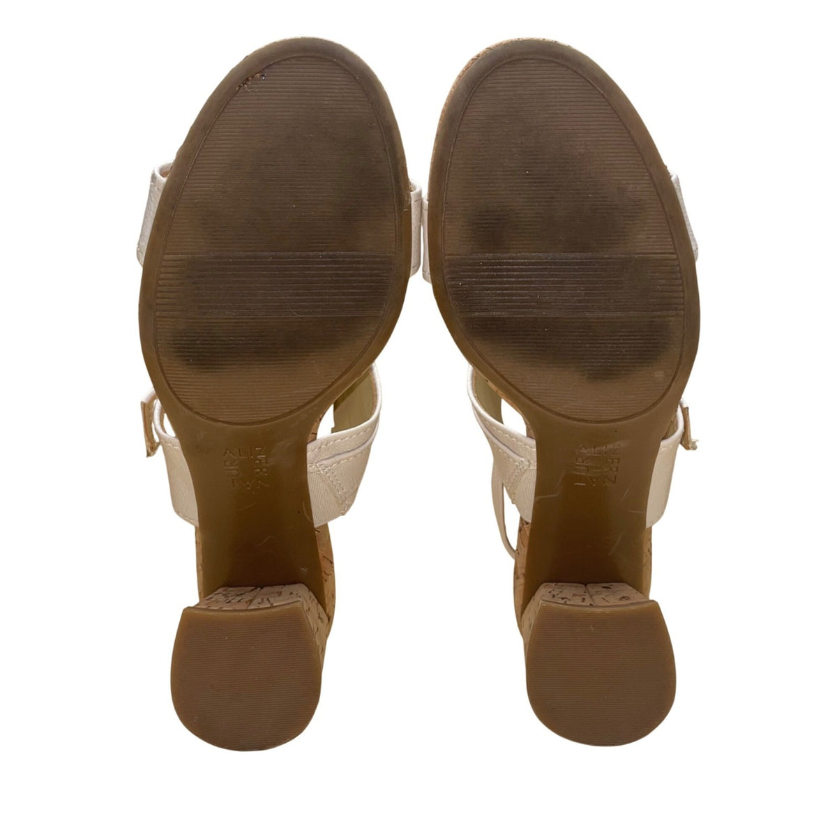 Naturalizer Women’s White With Buckle Straps Cork-Heel Kaylee Sandals Size 7.5M
