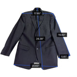 Mens Black Two-Piece Suit Dress Jacket & Pants Slim Fit Size 36