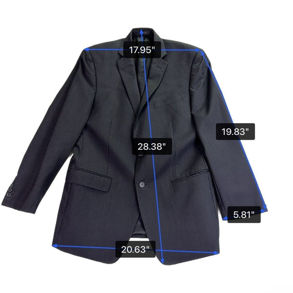 Mens Black Two-Piece Suit Dress Jacket & Pants Slim Fit Size 36