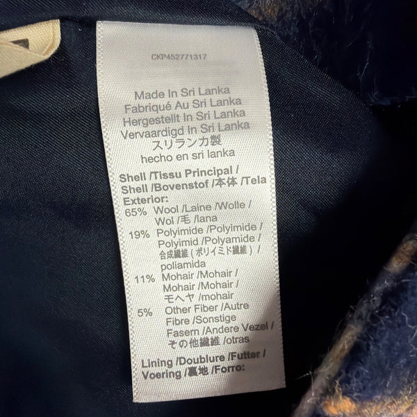 Madewell Womens Navy Wool Blend Plaid Double-Breasted Coat Size XS
