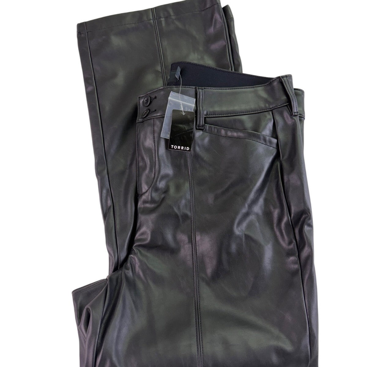 Torrid Womens Black Faux Leather High-Rise Pintuck Bootcut Pants Size 18 Regular