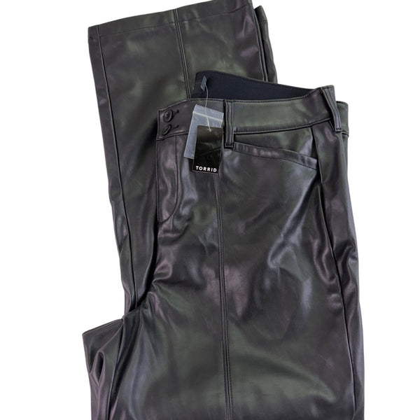 Torrid Womens Black Faux Leather High-Rise Pintuck Bootcut Pants Size 18 Regular