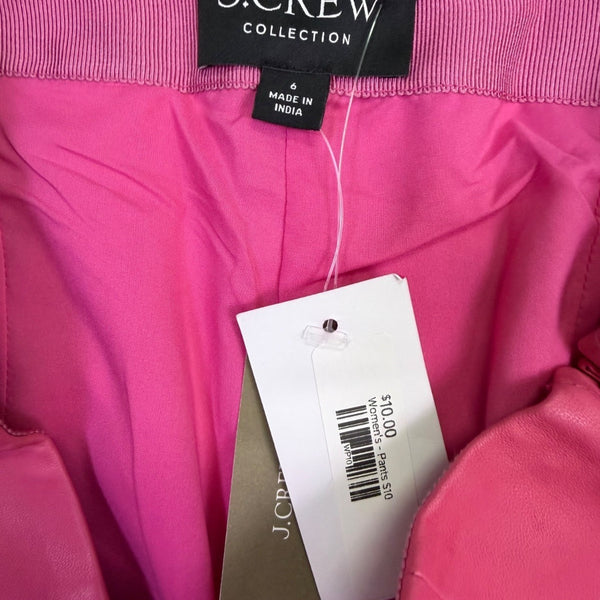 J.Crew Womens Pink Leather Pants Modern Slim Fit Stylish High-Quality Size 6