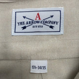 The Arrow Company Mens Beige Button-Up Shirt Slim Fit 15 1/2 34/35