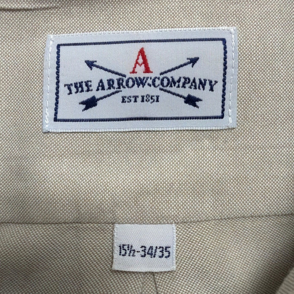The Arrow Company Mens Beige Button-Up Shirt Slim Fit 15 1/2 34/35
