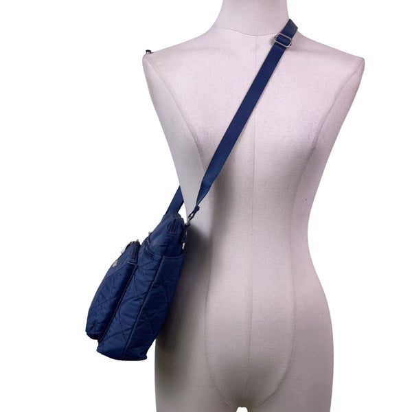 Baggallini Women’s Navy Quilted Adjustable Strap Multiple Pockets Crossbody Bag