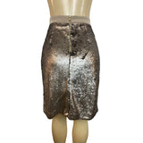Maison Jules Women's Gray Sequin High Waist Zip Up Skirt Sz 8