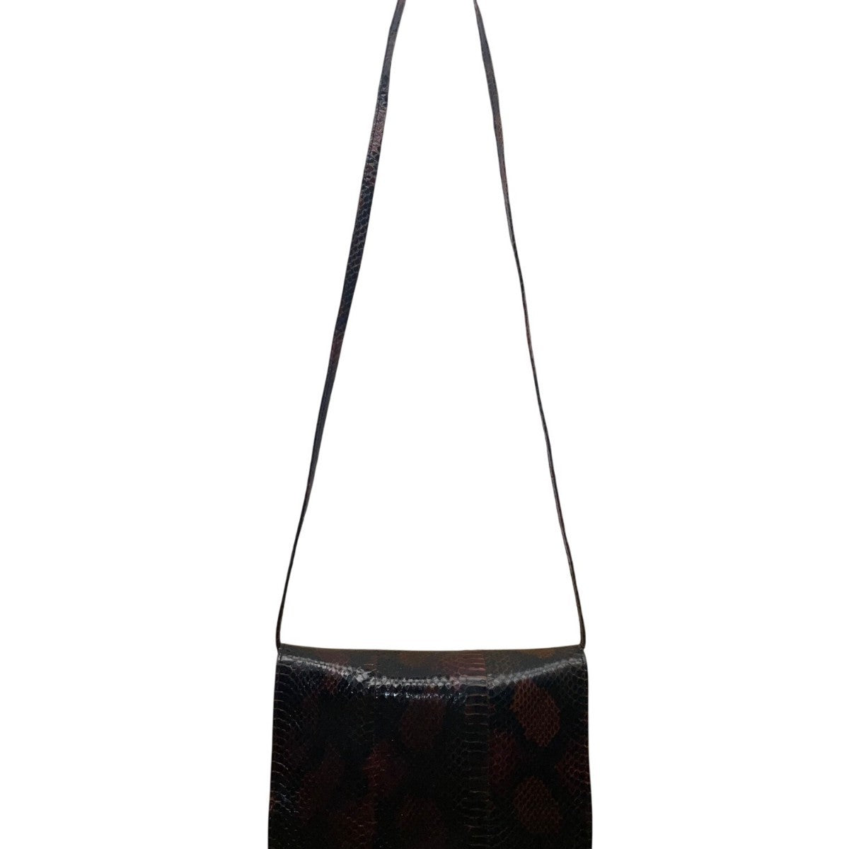 Vintage Bloomingdales 80’s Women’s Black/Brown Leather Snake Print Shoulder Bag