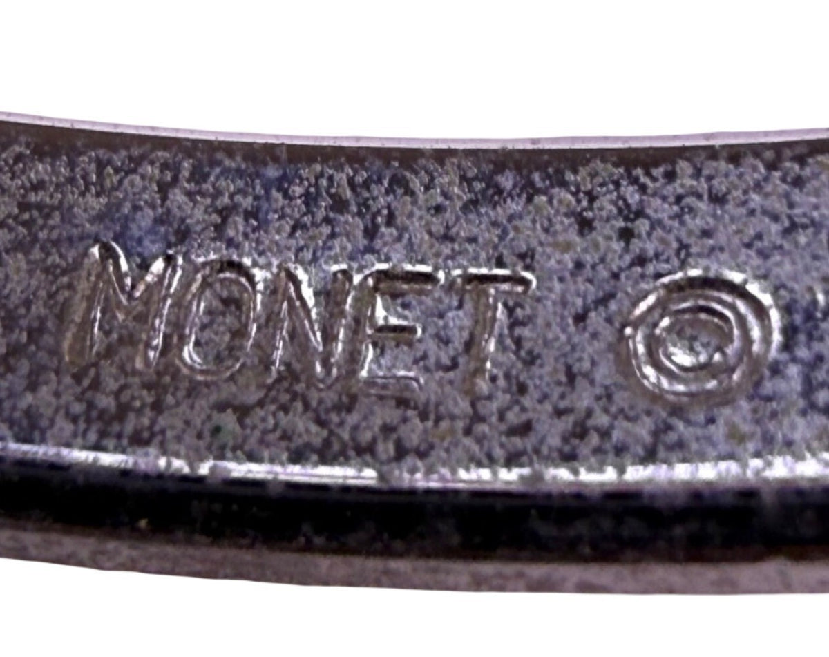 Monet Womens Silver Tone Metal Textured Bangle Bracelet Vintage Style