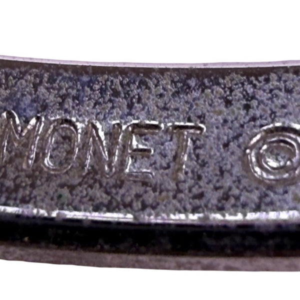 Monet Womens Silver Tone Metal Textured Bangle Bracelet Vintage Style