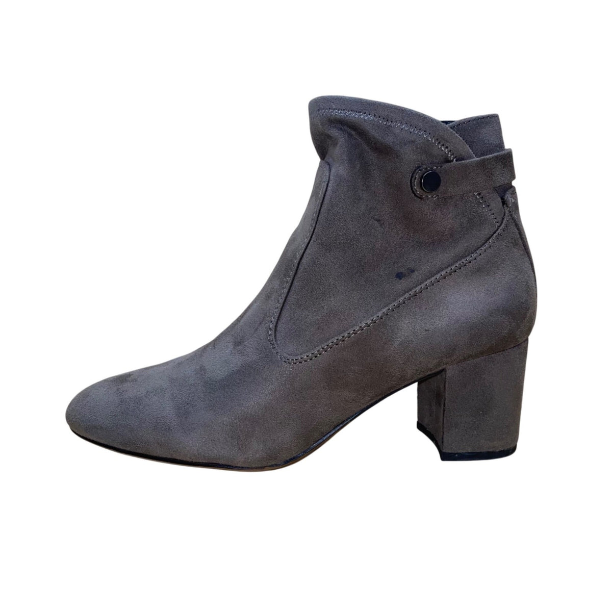 Franco Sarto Women’s Gray Suede Block Heel Side Zip Nixon Ankle Boots Size 9M