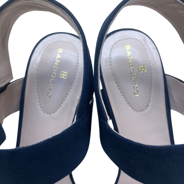 Bandolino Women’s Navy Textile Upper Open Toe Donna Heel Sandals Size 8.5M