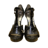 Michael Kors Women’s Black Leather T-Strap High Heel Platform Sandals Size 7.5M