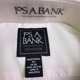 Jos. A. Bank Mens White 100% Cotton Traditional Fit Traveler Dress Shirt Sz 19-3