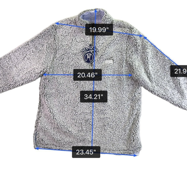 USA Palm Mens Grey Reversible Sherpa Fleece Pullover 6-Way Stretch Warm Sz L