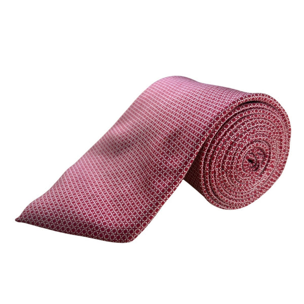 Christian  Red Silk Patterned Neck Tie Woven In Italy Elegant Classic Style