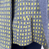A Kolmer Womens Yellow & Gray Open Front Petite Blazer Textured Checkered Design