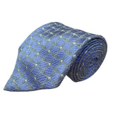 Geoffrey Beene Mens Blue Silk Geometric Pattern Necktie
