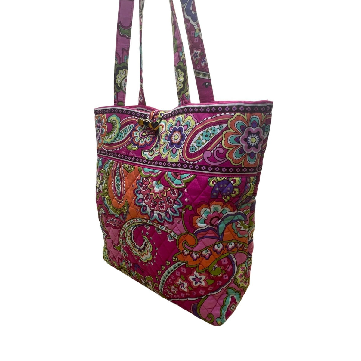 Vera Bradley Women’s Multicolor Quilted Paisley Large Pockets Fabric Tote Bag