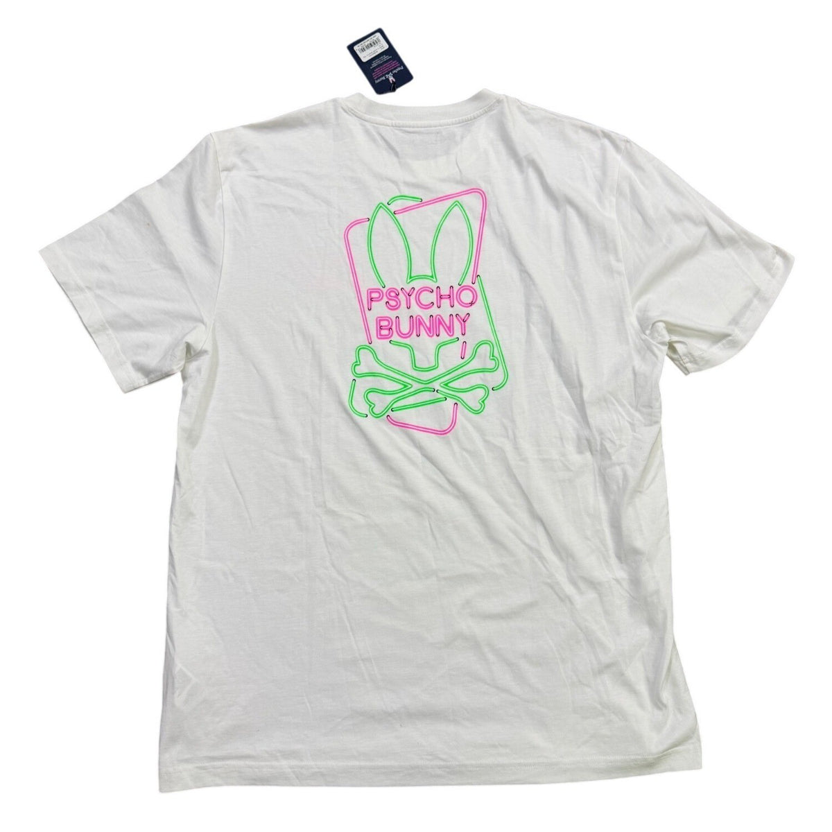 Psycho Bunny Mens White Graphic Tee Crewneck Logo Front & Back T-Shirt Sz 8