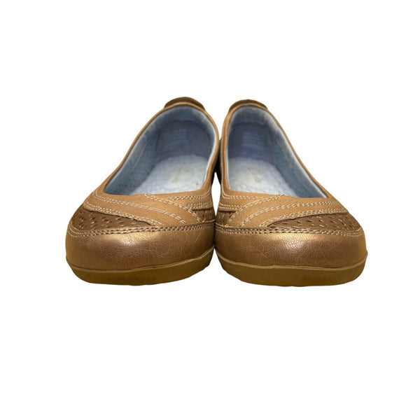 Clarks Women’s Bronze Leather Perforated Upper Privo Ballet Flats Size 7.5M