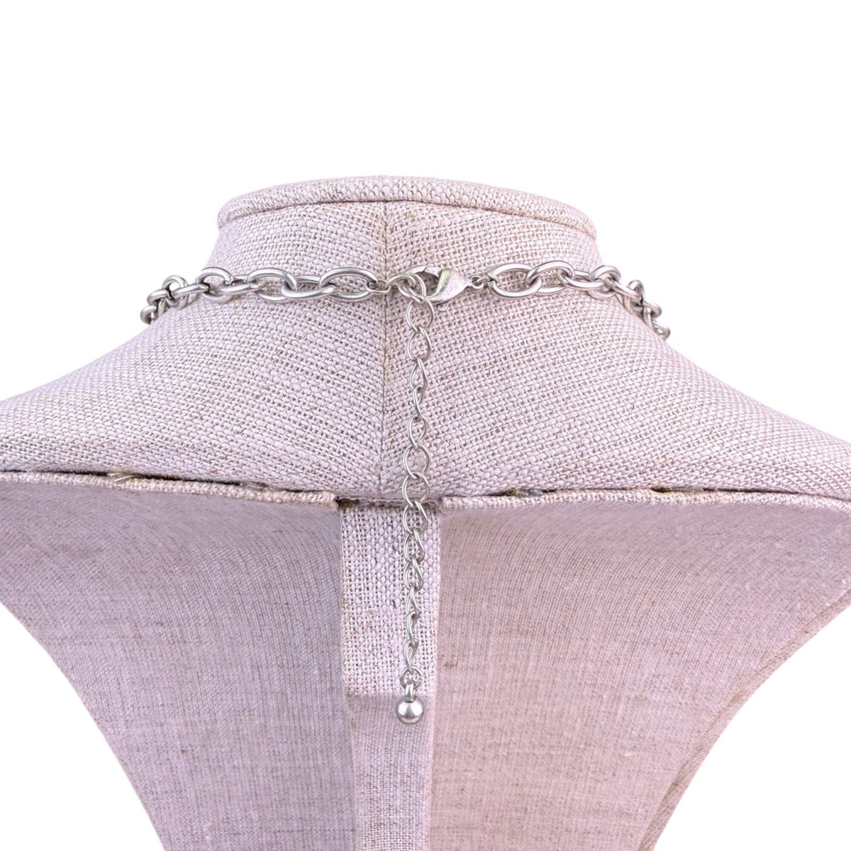 Silver Tone Womens Floral & Heart Charm Necklace Mixed Metal Statement Jewelry