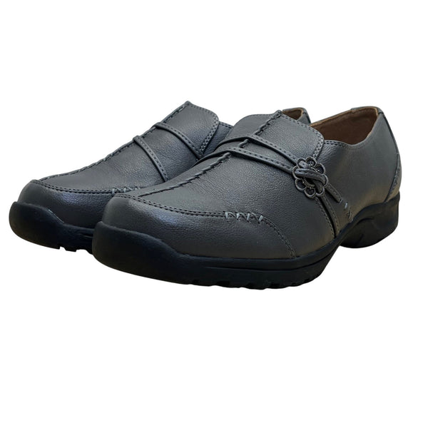 Comfortview Women’s Gray Slip On Low Wedge Natalia Loafers Shoes Size 9.5W