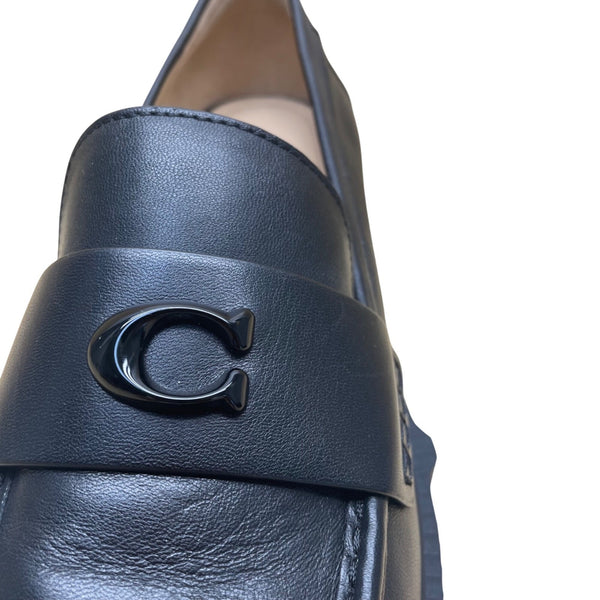 Coach Women's Black Leather With Lug Sole Elegant Slip-On Loafers Size 8B