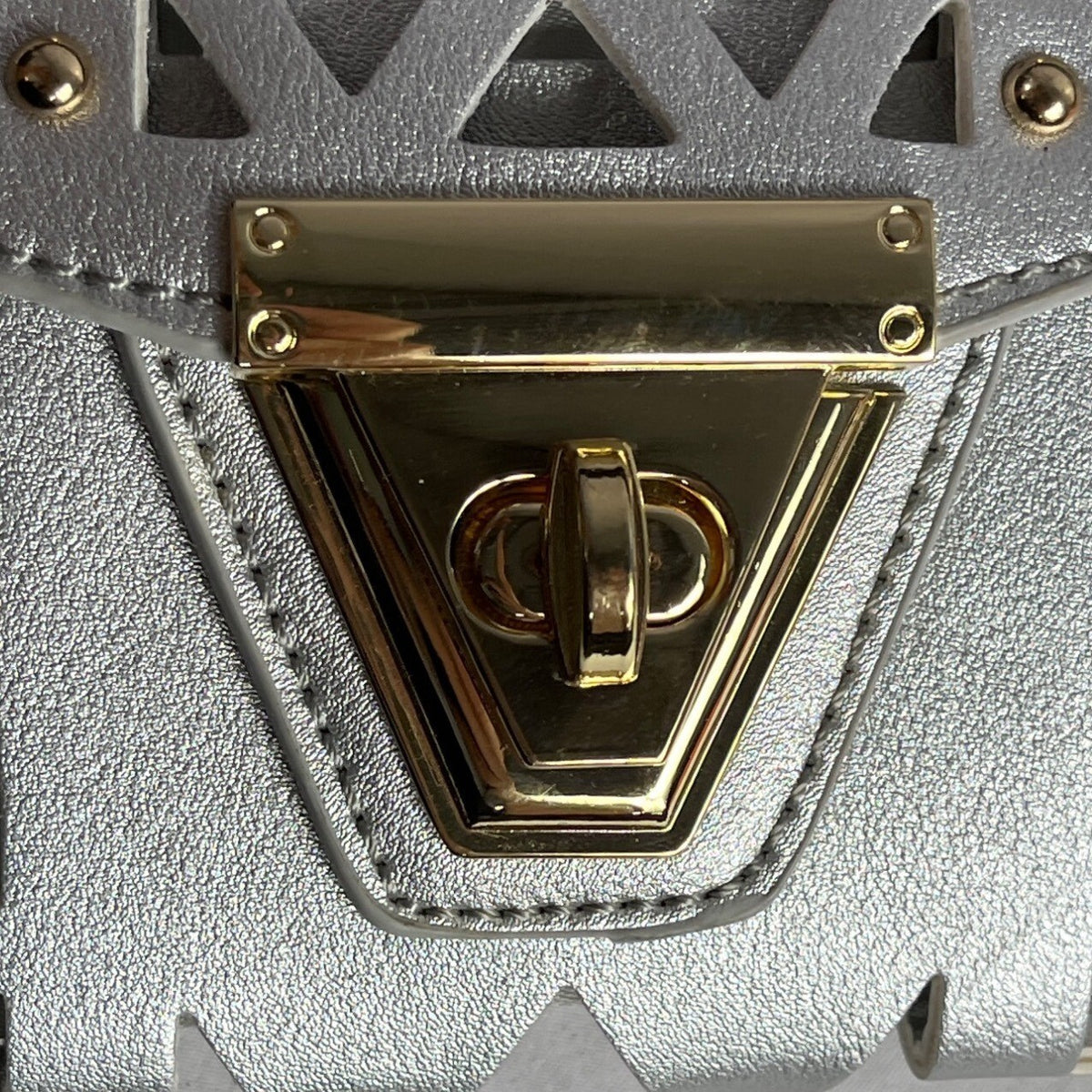 Women's Silver & Gold Chain Strap Studded Shoulder Clutch