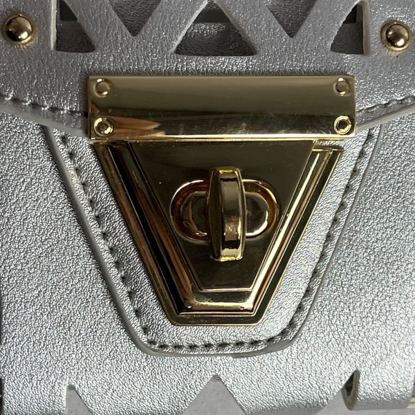 Women's Silver & Gold Chain Strap Studded Shoulder Clutch