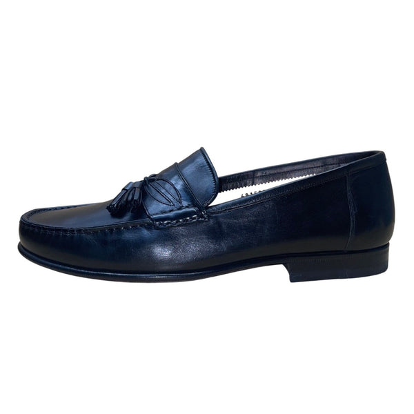 Santoni Men’s Black Leather Tassel Formal Slip-On Dallas Loafers Size 11 EE