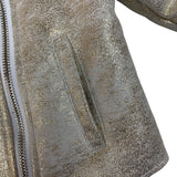 Billieblush Girls Gold Shearling Biker Jacket With Asymmetrical Zip Closure