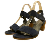Stuart Weitzman Women’s Navy Suede Open-Toe Block Heel Sandals Size 7