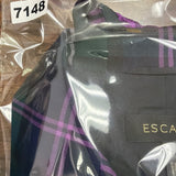 Escada Womens Green & Purple Plaid Wool Blazer Jacket With Buckle Closures Size