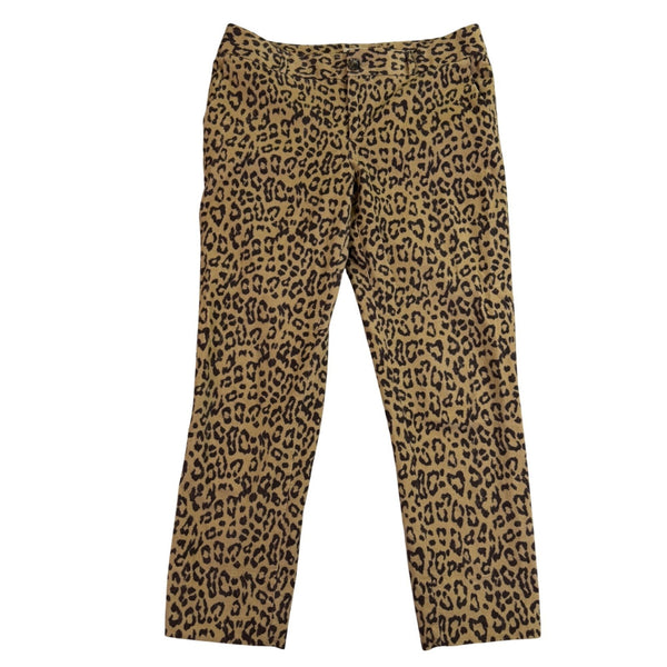 Banana Republic Womens Beige Animal Print Camden Pants Cotton Blend Size 10