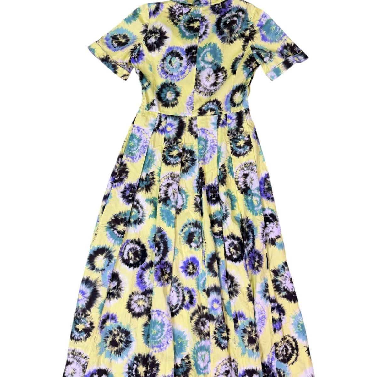 Jason Wu Womens Yellow & Multicolor Midi Dress Tie-Dye Print Short Sleeve Sz 8