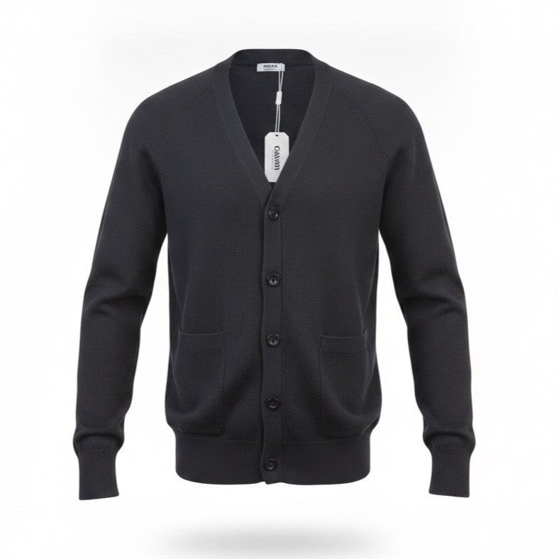 Coofandy Mens Black Cardigan Sweater With Pockets Button-Up Style Size S